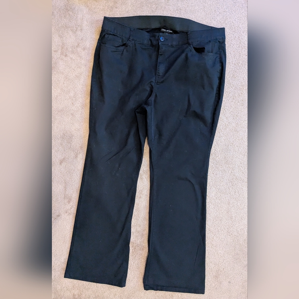 Lane Bryant Women's Black Cotton Spandex Blend Button Zip Pants 20 L
